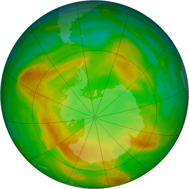Antarctic ozone map for 25 November 1981